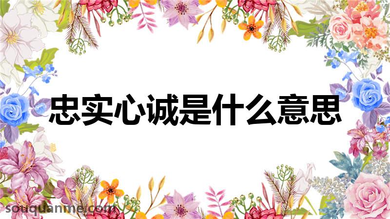 忠实心诚是什么意思 忠实心诚的拼音 忠实心诚的成语解释